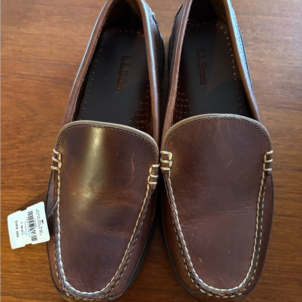 LL Bean Brown Leather Moccasin Loafers